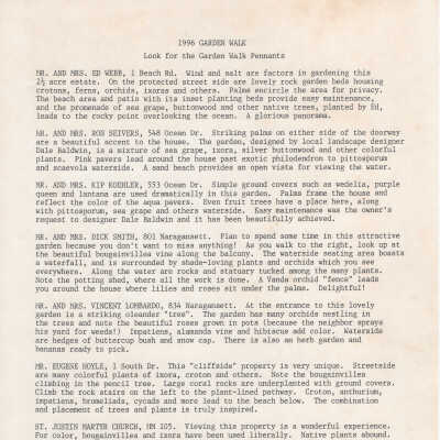 1996 Garden Walk Information