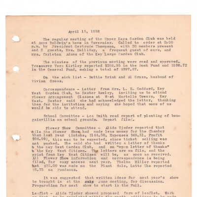 Meeting Minutes - April 15th, 1958