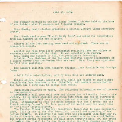 Meeting Minutes - June 15th, 1954