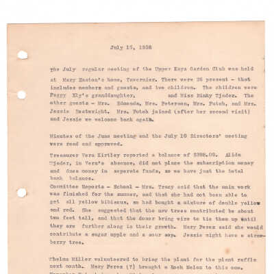 Meeting Minutes - July 15th, 1958
