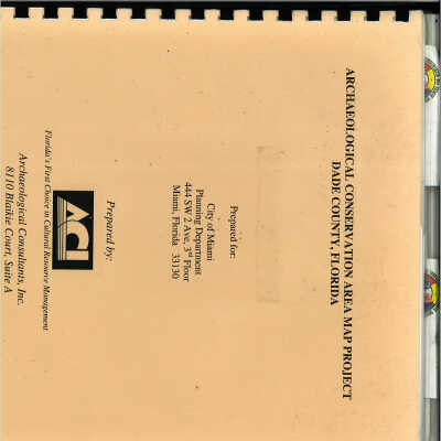 Archaeological Conservation Map Project Dade County, Florida