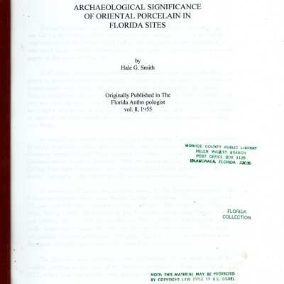 Archaeological Significance of Oriental Porcelain in Florida Sites
