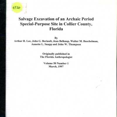 Salvage Excavation of an Archaic Period Special-Purpose Site in Collier County, Florida