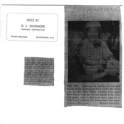 Photocopy of Francis Tracy Garden Center Information
