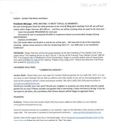 GCUK President's Message 2014