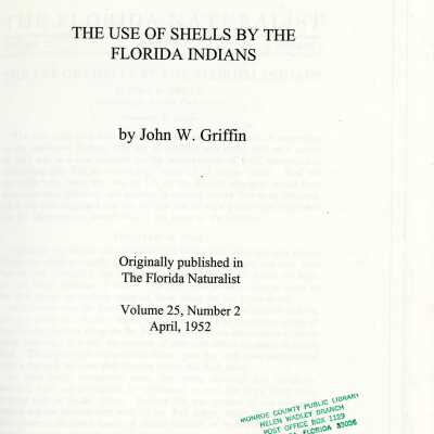 The Use of Shells By the Florida Indians