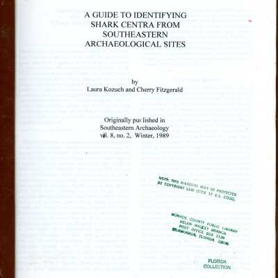 A Guide to Identifying Shark Centra From Southeastern Archaeological Sites