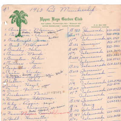 List of Paid Memberships - 1963