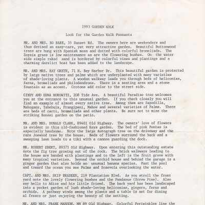 1993 Garden Walk Information