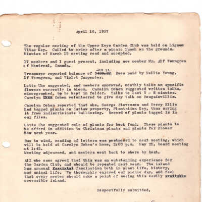Meeting Minutes - April 16th, 1957