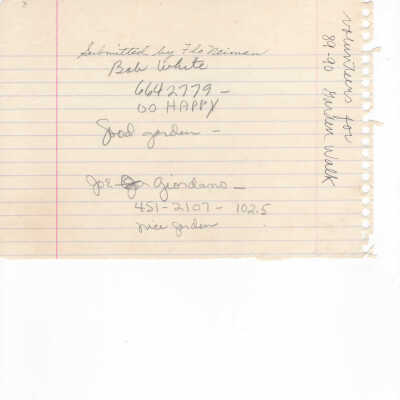 Volunteers for 1989 Garden Walk