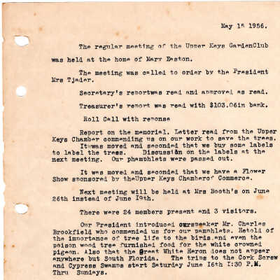 Meeting Minutes - May 15th, 1956