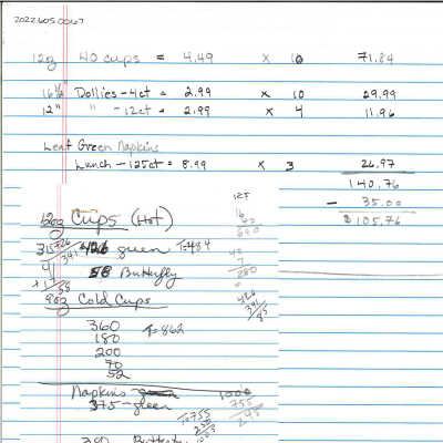 Handwritten Expense Note
