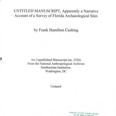 Untitled Manuscript, Apparently a Narrative Account of a Survey of Florida Archaeological Sites
