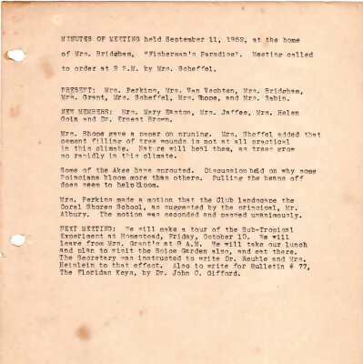 Meeting Minutes - September 11th, 1952