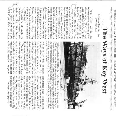 Florida Keys Sea Heritage Journal, Volume 16, Number 1, Fall 2005