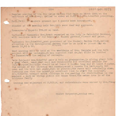 Meeting Minutes - March 16th, 1954