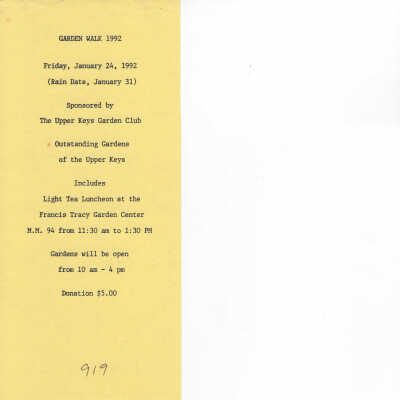 1992 Garden Walk Ticket