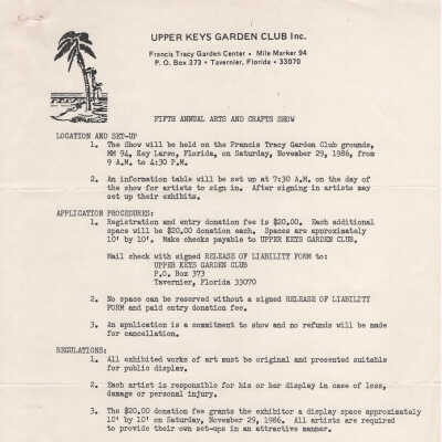 1986 Art Show Schedule, Procedures, and Regulations A