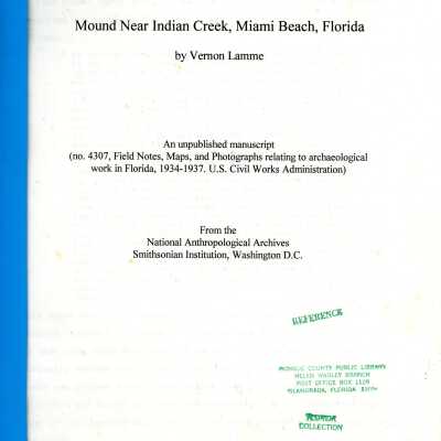 Mound Near Indian Creek, Miami Beach, Florida