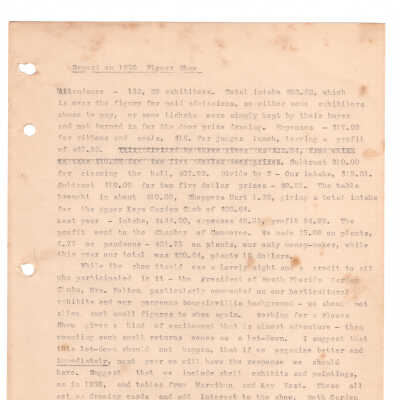 Meeting Minutes - Report on 1959 Flower Show