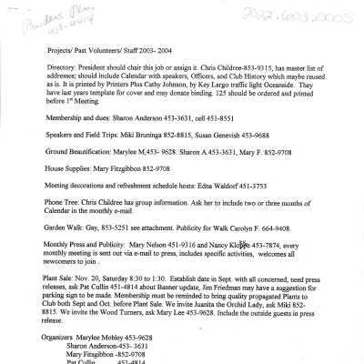 Projects/ Past Volunteers/ Staff 2003-2004