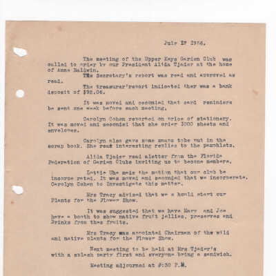 Meeting Minutes - July 17th, 1956