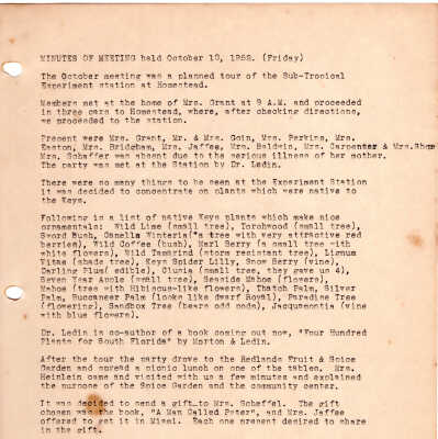 Meeting Minutes - October 10th, 1952