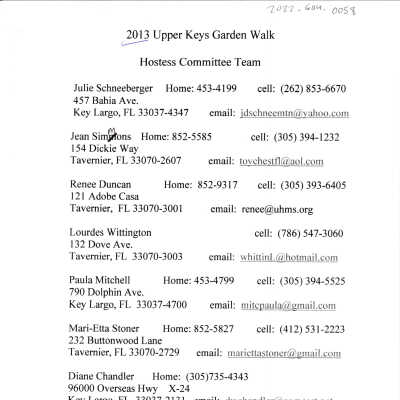 2013 Upper Keys Garden Walk Hostess Committee Team