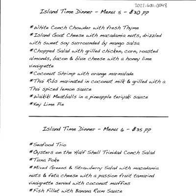 Island Time assorted printouts 2013