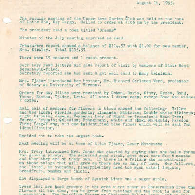 Meeting Minutes - August 16th, 1955