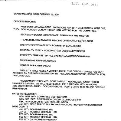 GCUK Board Meeting Oct 24 2014