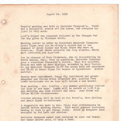 Meeting Minutes - August 18th, 1959
