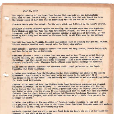Meeting Minutes - July 21st, 1959