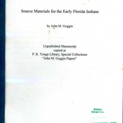 Source Materials for the Early Florida Indians