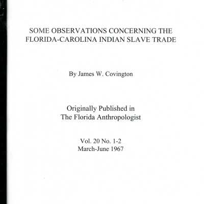 Some Observations Concerning the Florida-Carolina Indian Slave Trade