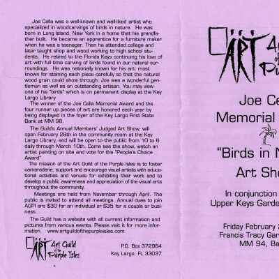 "Birds in Nature" Art Show booklet Feb 22 2013