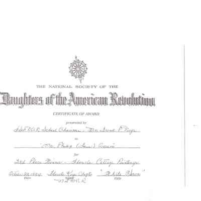 Certificate of Award, Cottage Paintings