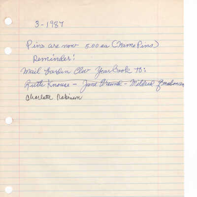 Handwritten Note 1987