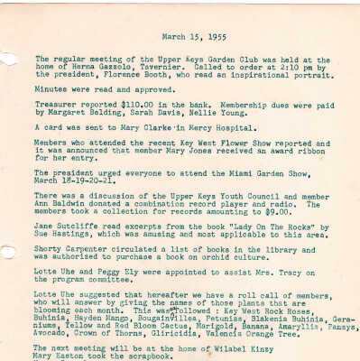 Meeting Minutes - March 15th, 1955