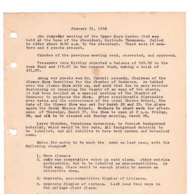 Meeting Minutes - January 21st, 1958
