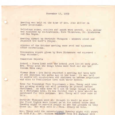 Meeting Minutes - November 13th, 1959
