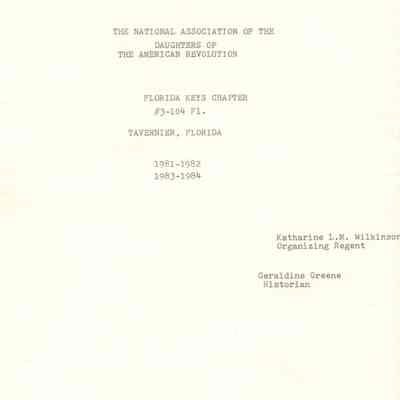 Cover Page for Florida Keys Chapter 1983-1984