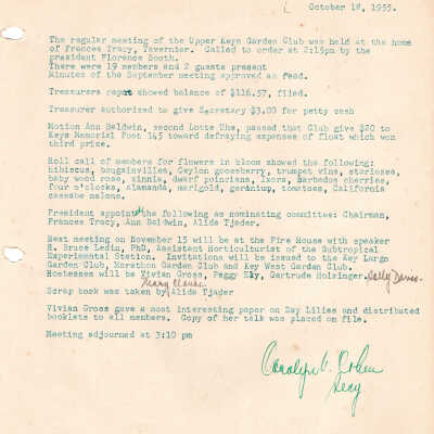 Meeting Minutes - October 18th, 1955