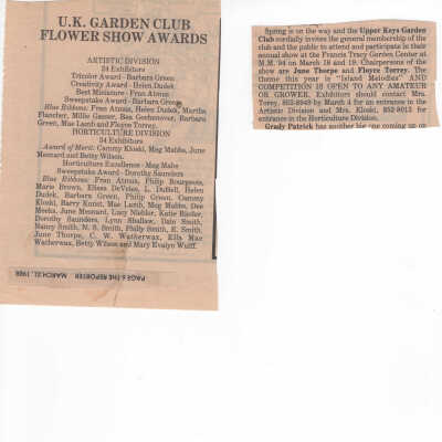 1990 Flower Show Awards