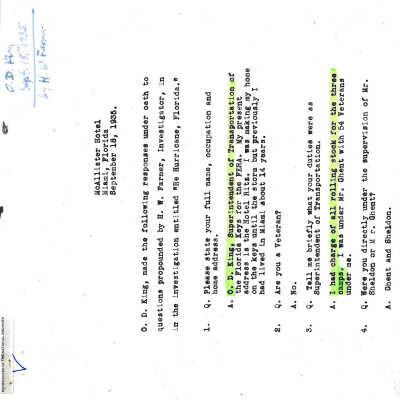 O. D. King Testimony