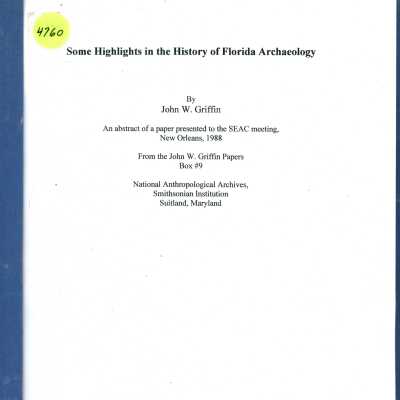 Some Highlights in the History of Florida Archaeology