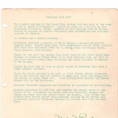 Meeting Minutes - February 19th, 1957