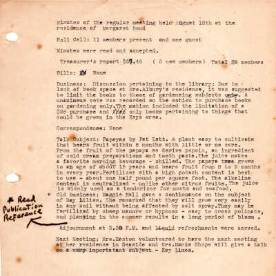 Meeting Minutes - August 18th, 1953