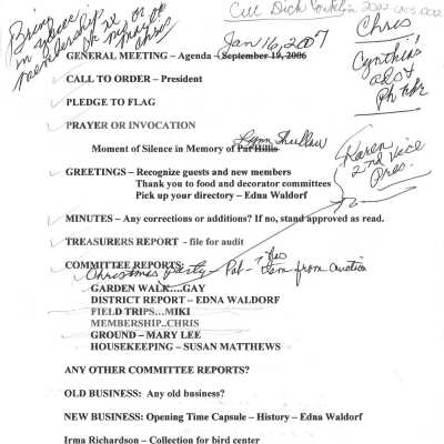 General Meeting Agenda, January 16, 2007